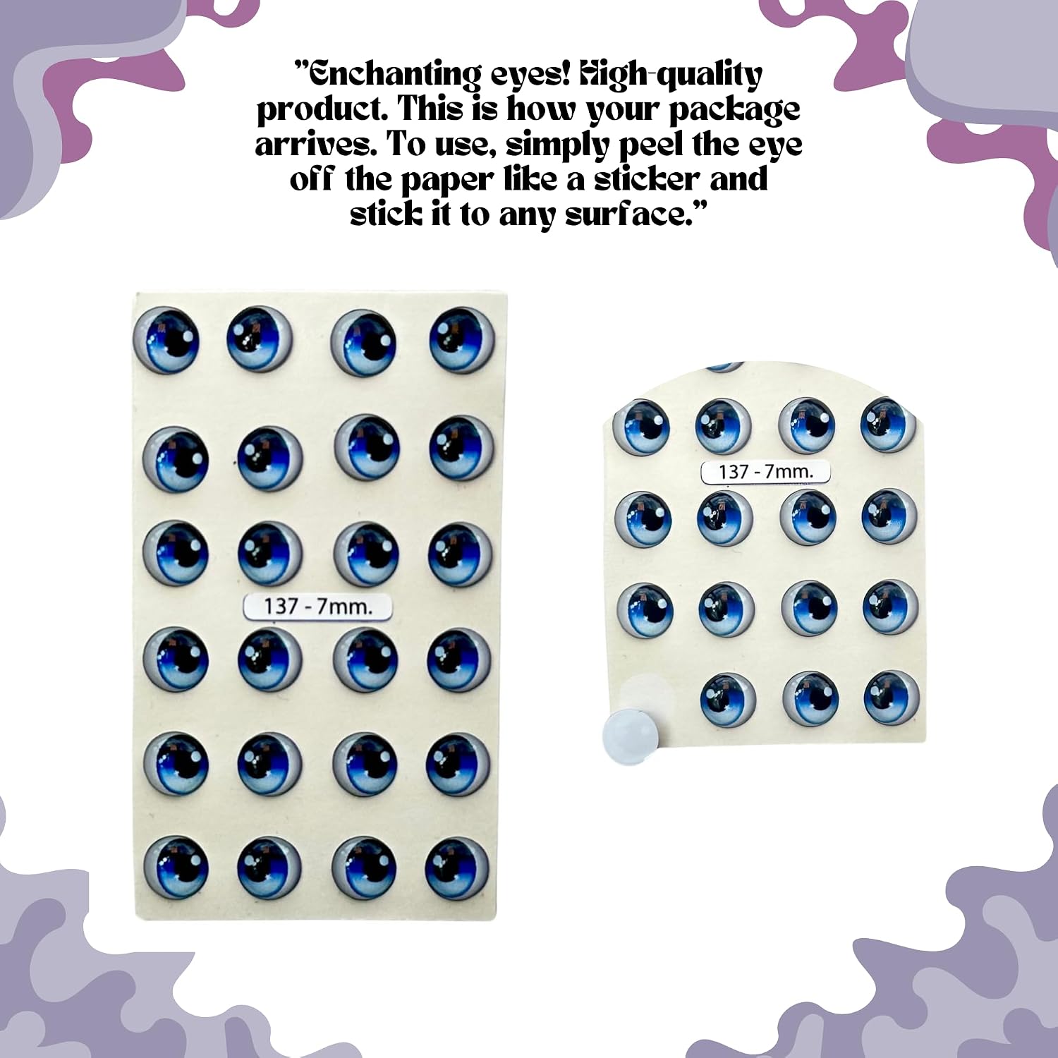 137-7: 3D Resin Googly & Wiggle Eyes (24 Pcs/12 Pairs) 7mm – Blue – Self-Adhesive for DIY Crafts, Clay, Felt, EVA, Cold Porcelain, Polymer Clay, Sculptures, Amigurumi, Scrapbooking & DIY Projects