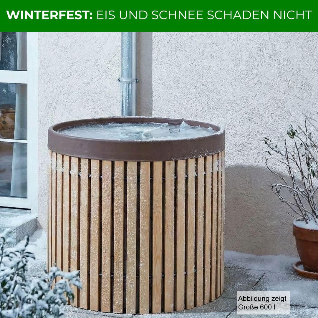Beckmann Premium Regenfass – Regentonne 2000 Liter aus Lärchenholz – Tauchbecken frostsicher – Wassertank & Wasserfass inkl. Folie, Ø 174x88cm