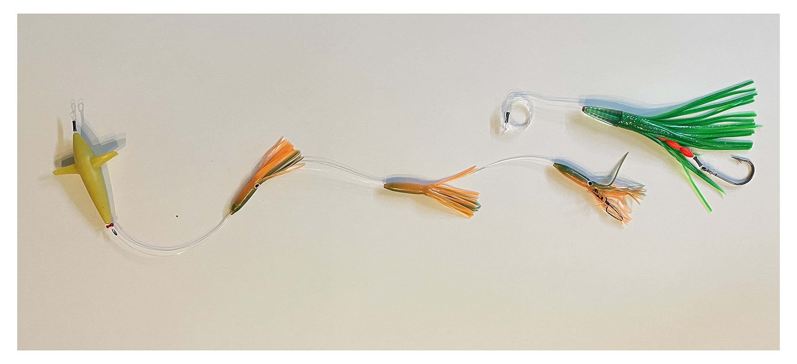 Squid Bird Daisy Chain with Slammer Hook Bait (Yellow Bird, Green & 5