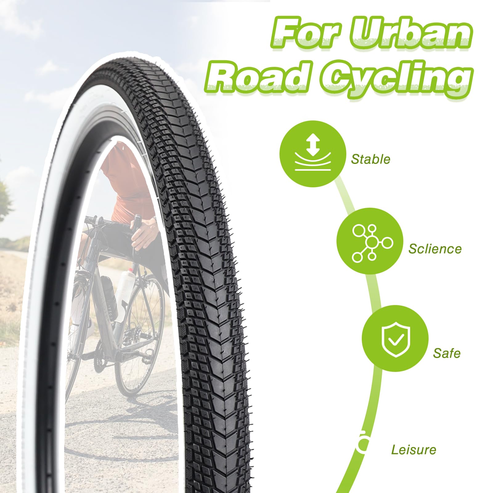 Amazon | MAKELEN 2パック 自転車用タイヤとチューブ ホワイト