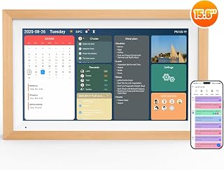 Digital Calendar 15.6" Digital Calendar&Chore Chart - 1080P Interactive Touchscreen Electronic Calendar for Family Schedules, 64GB WiFi Smart Organizer, Wall/Desk Mountable, 2025 Calendar-Wooden