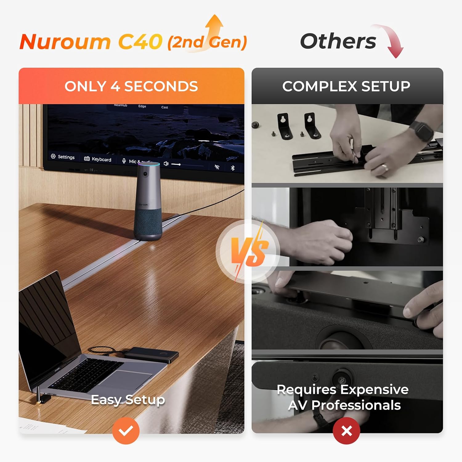 NUROUM C40(2nd Gen) 4K Video Conference Camera, All in One Webcam, 5X Zoom 8 71hetOGLyQL. AC SL1500