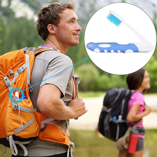 Miniatura 3 de Cepillo de dientes plegable de viaje de 4 piezas, cepillo de dientes suave portátil con cerdas suaves para encías sensibles (rosa, amarillo, azul,