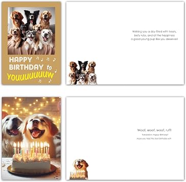 Gooji 5x7 Dogs Birthday Cards Bulk 10 Pack, Funny Humorous Cute Cards for Wife Husband Teenage Young Boy Girl Men Women Adult, Corgi Chihuahua Bulldog Pawthers Golden
