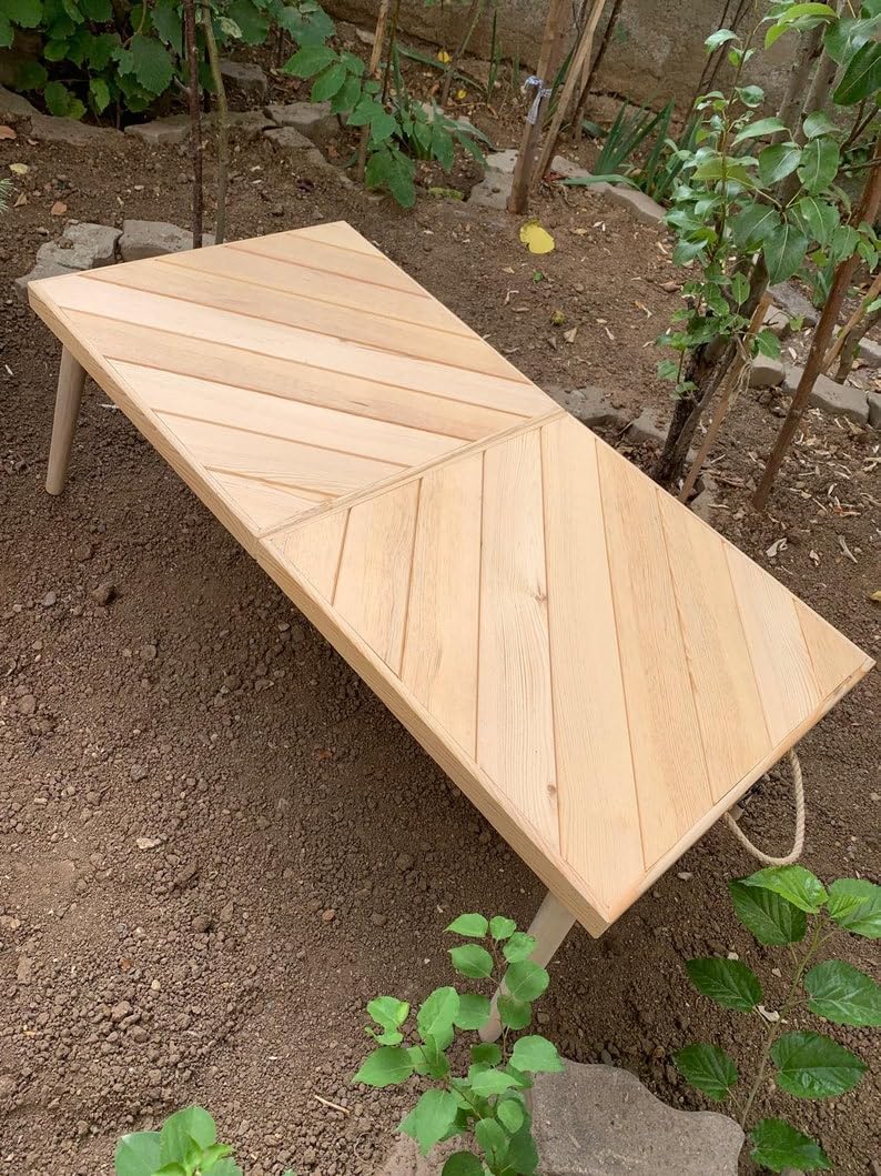 Foldable Low Picnic Table for Kids and Adults, All-Ages Wooden Play Table for Indoor Outdoor