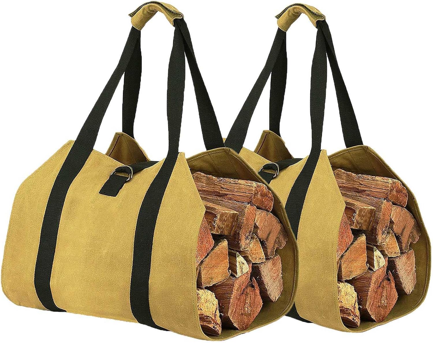 DARELY Firewood Log Carrier Tote Bag 2 Pack,Waterproof