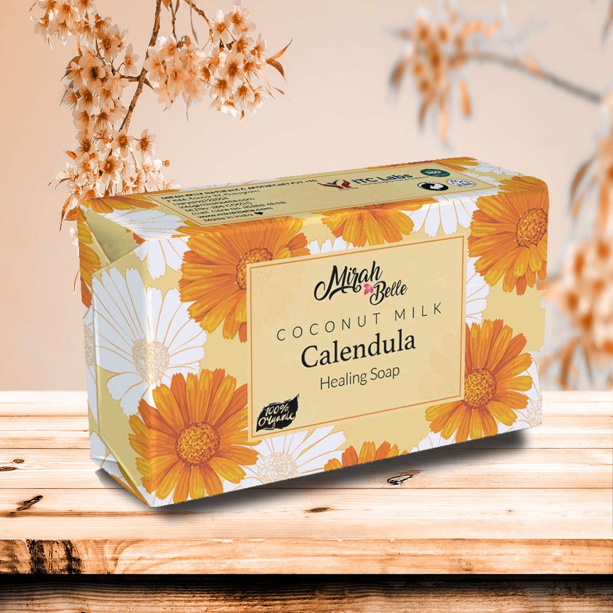Organic Coconut Milk, Calendula Healing Soap Bar - Best for Sensitive, Infection and Acne Prone Skin - 125 gms