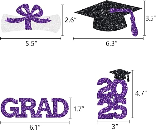 Miniatura 5 de Centro de mesa de graduación, decoración de mesa de fiesta, centro de mesa, palitos con purpurina, tapa de graduación de clase, cabina de fotos,