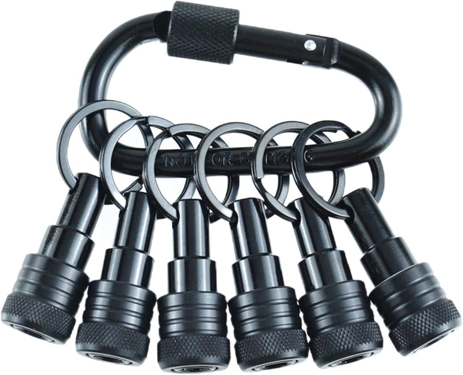 6Pcs Bit Holder Keychains Quick Releasing Portable Screwdriver Drill 1/4inch Easy Changing Hexagon Shank Tool Set for Driver Tool Organizers (Black)