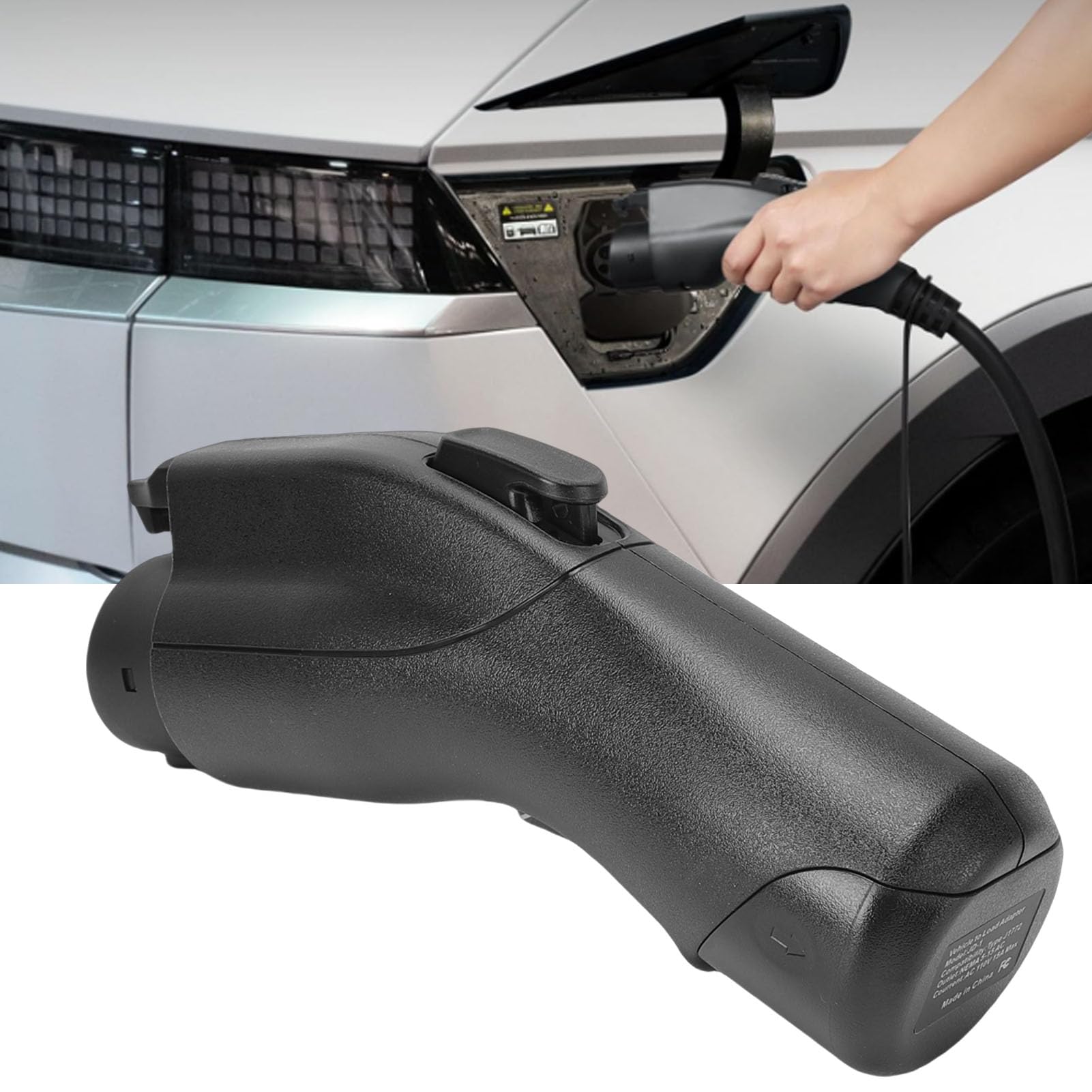 Adattatore di Conversione da Veicolo a Carico J1772, Connettore di Scarica EV Portatile Nero con Uscita di Corrente 15A, Applicato per Viaggi in Campeggio e Alimentazione di
