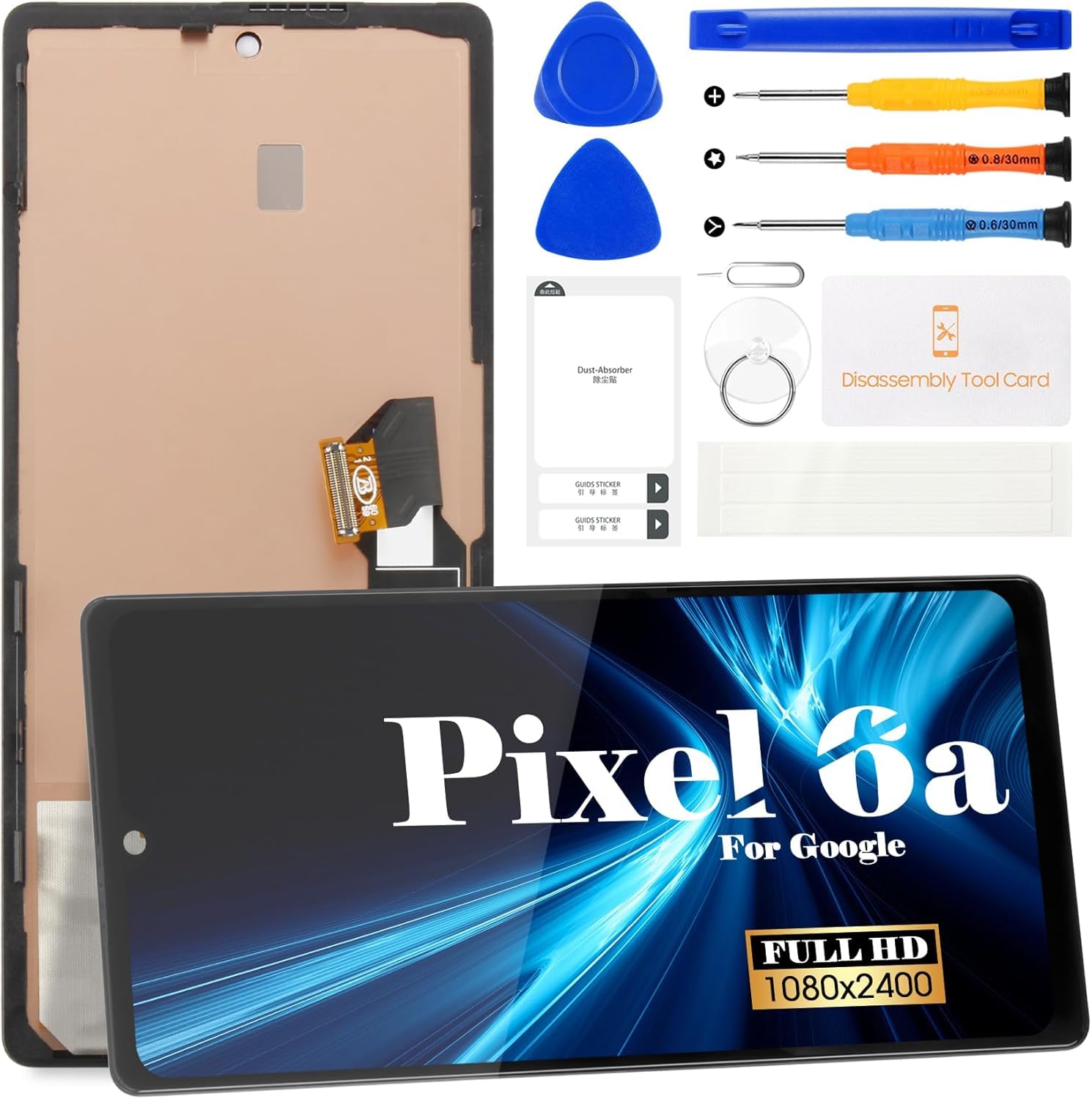 Écran OLED de remplacement pour Google Pixel 6A avec châssis noir et outils - 8