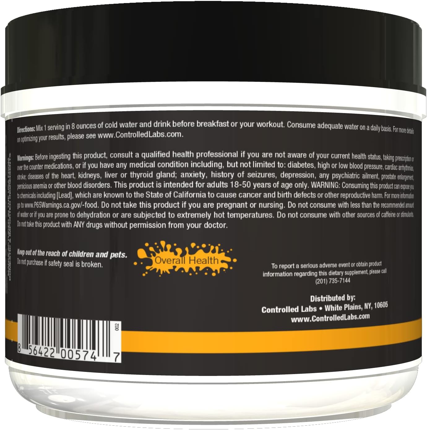 CONTROLLED LABS Orange Brainwash Powder, Enhanced Energy and Focus, 20 Servings BrainNootropic, Helps Increase Stamina and Endurance