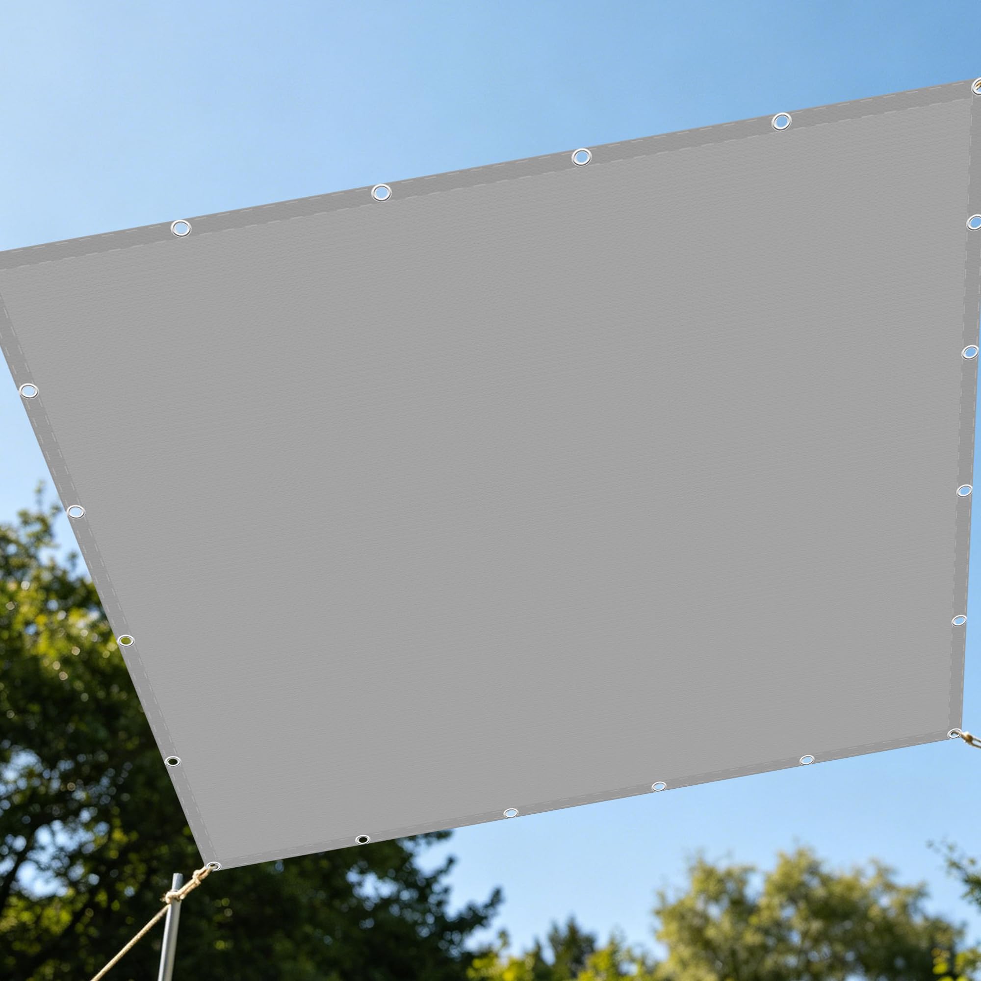 Voile d'ombrage imperméable 160x280 cm gris clair pour terrasse