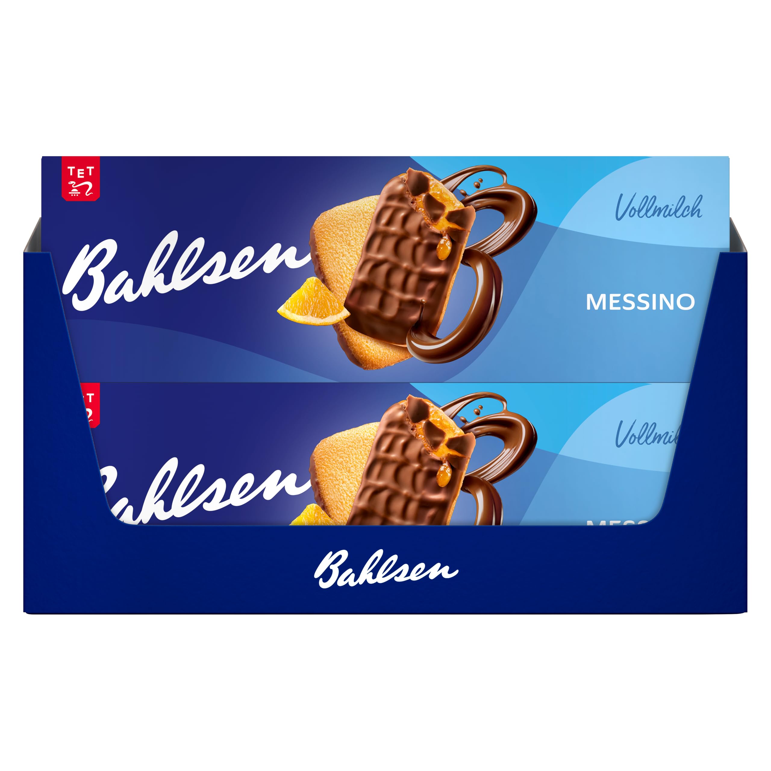 Bahlsen Messino Vollmilch - Softgebäck mit Orangenfüllung, 12x125g | 12er Pack als Großpackung – Softgebäck mit fruchtiger Orangenfüllung & Vollmilchschokolade –erfrischend als Snack zum Kaffee