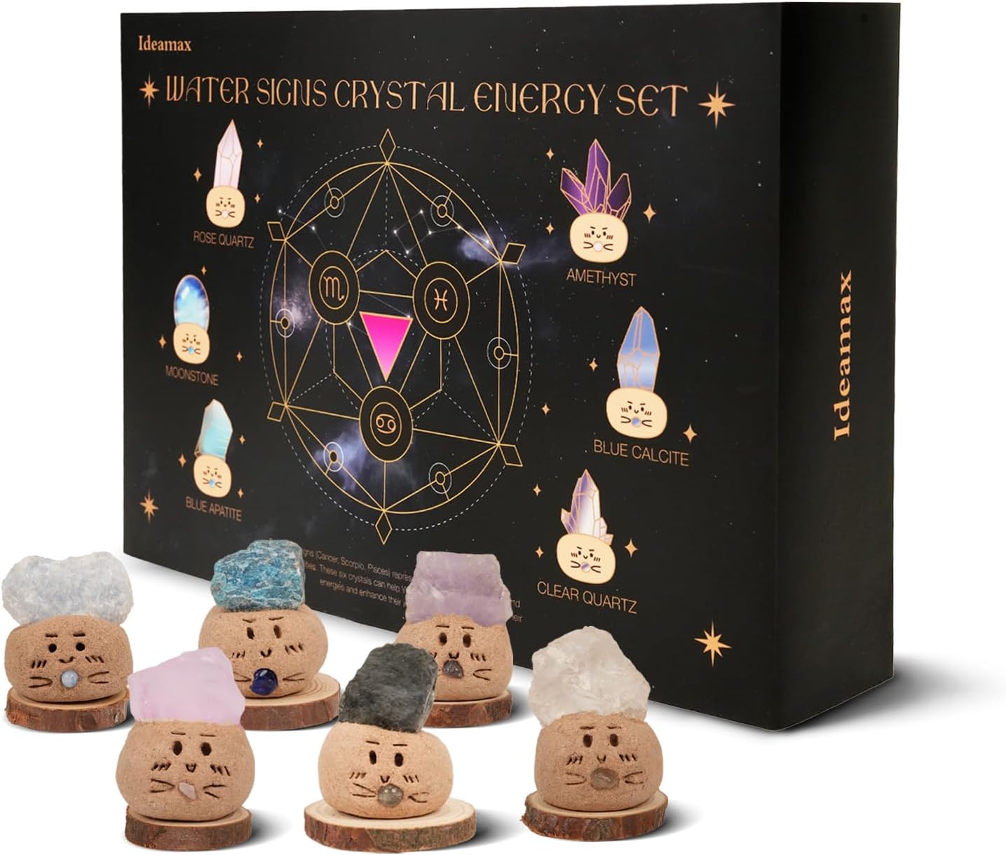 Healing Crystals Gift Set, Zodiac Signs Healing Crystals Stone with Horoscope Box Set, Cancer Scorpio Pisces Crystal Healing Stones Gifts