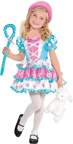 amscan Disfraz de Little Bo Peep para niñas pequeño 4-6 3 piezas multicolor