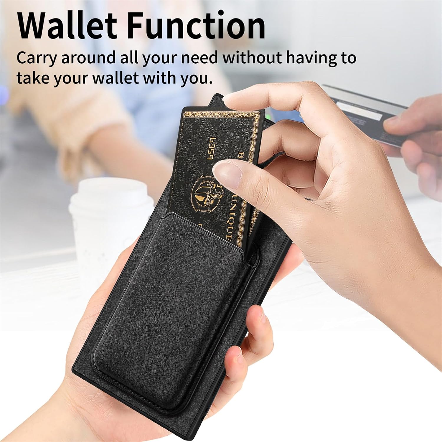 CCSmall Case for Samsung Galaxy S25 Ultra Detachable Magnetic Wallet with Card Holder, Retro PU Leather Phone Case Cover with Card Slots for Samsung Galaxy S25 Ultra [2 in 1] Black - Image 2