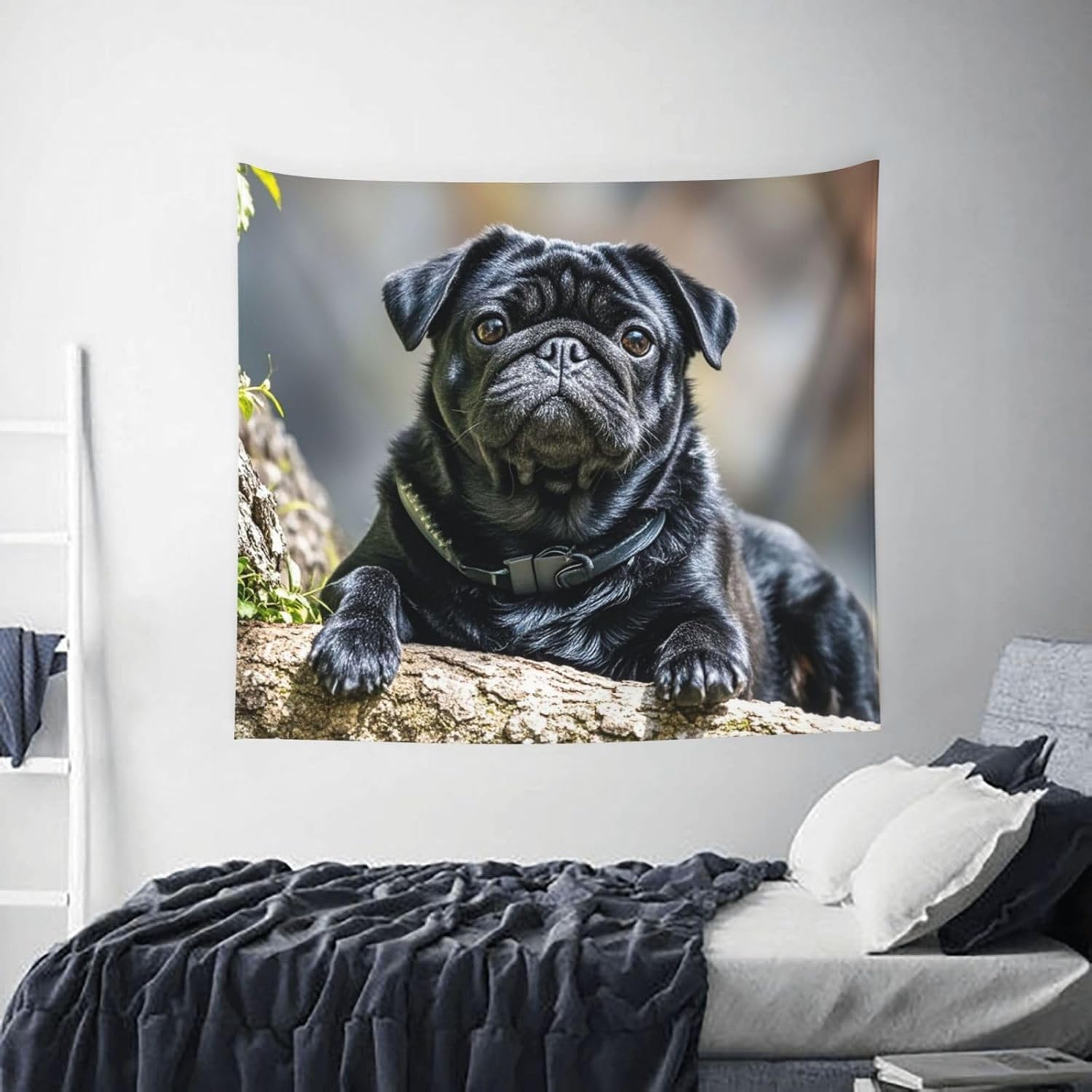 Generisch Wandteppich Mops Wandtuch Mops, Wandteppiche 240x260 cm Tapisserie Wandbehang Stoff Wanddeko für Wohnzimmer Schlafzimmer Wohnheim B-5311