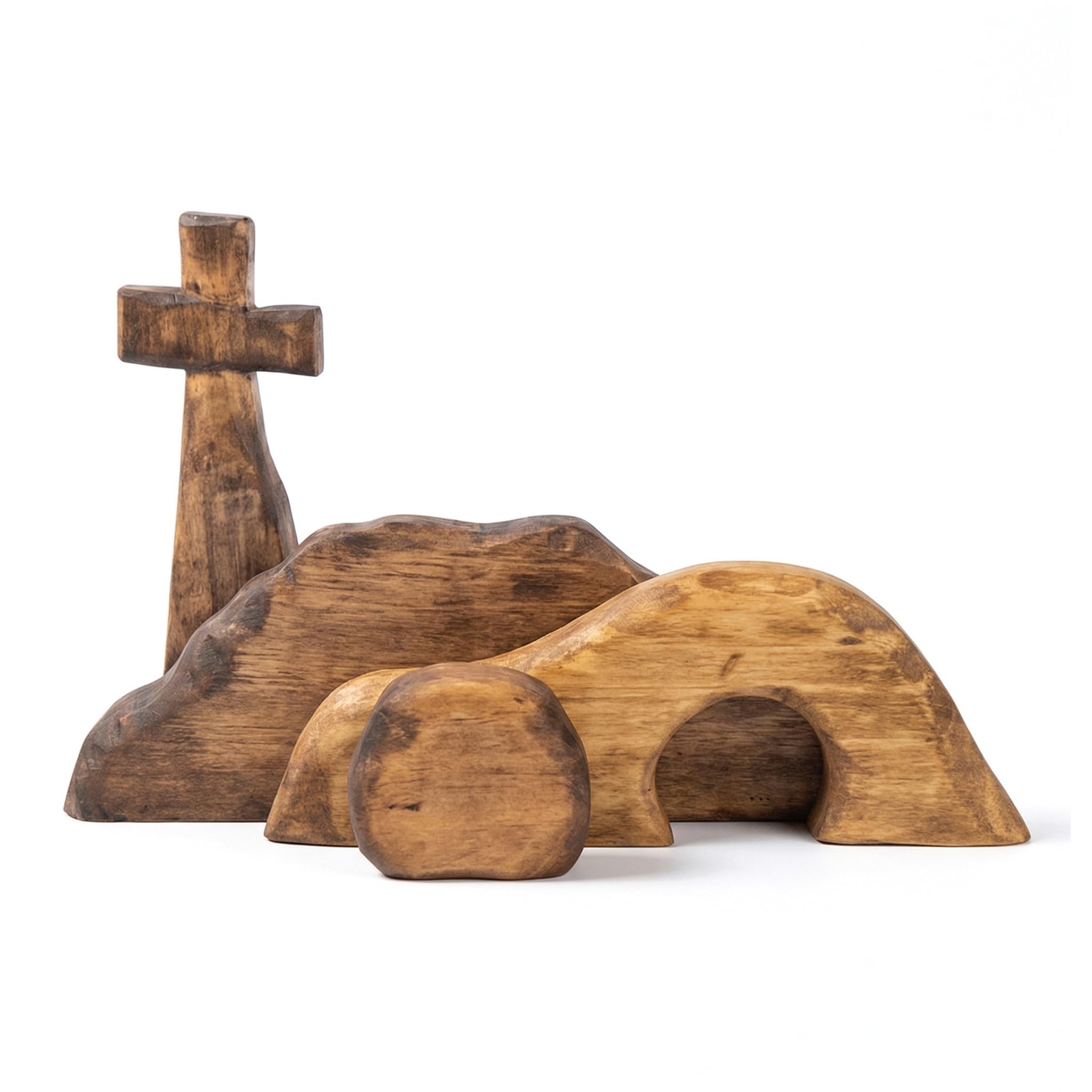 Set da tavolo con croce e tomba vuota, con croce e croce della risurrezione pasquale, decorazione cristiana religiosa pasquale per casa e ufficio