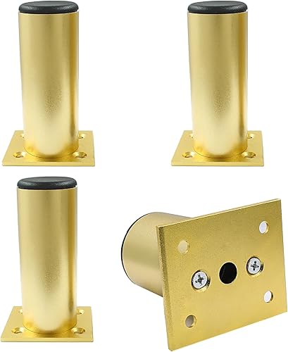 Miniatura 27 de Juego de 4 patas de muebles de aleación de aluminio de 3 pulgadas de altura, patas ajustables de gabinete de 1.5 pulgadas de diámetro, patas