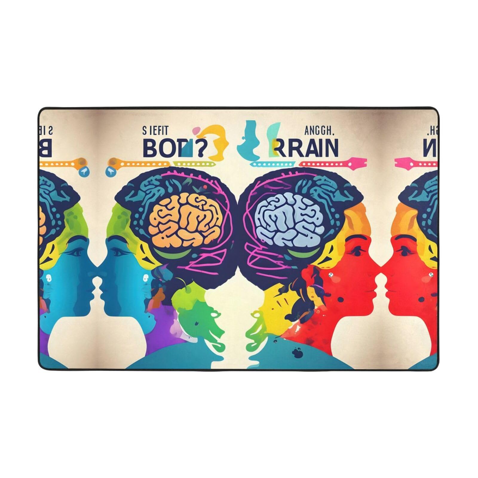 Tapis super doux pour salon au motif imprimé cerveau artistique