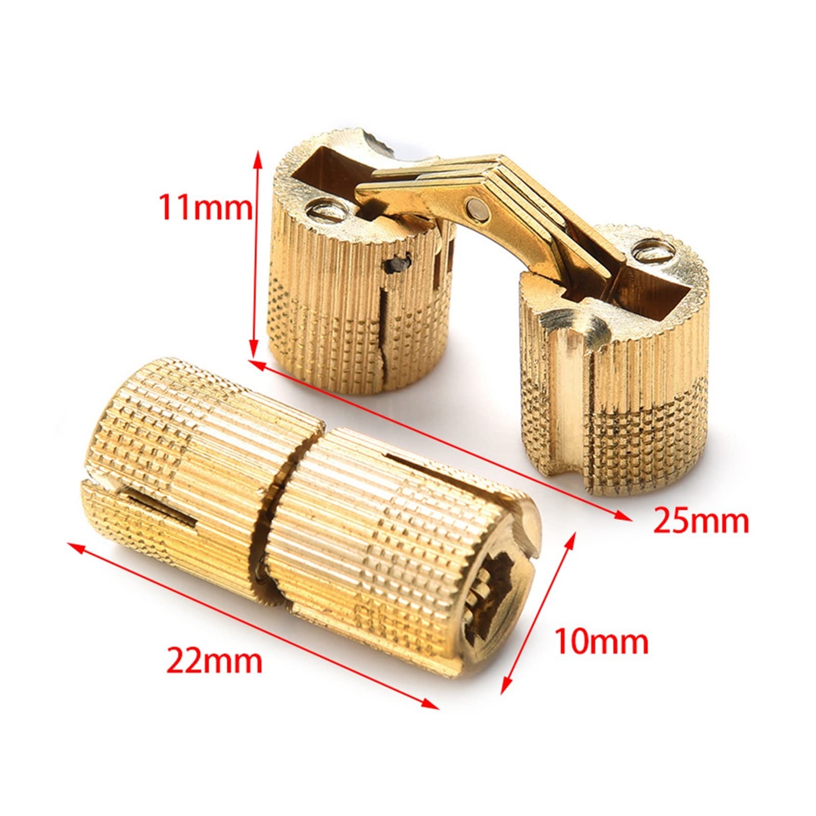 barrel hinges, Door Hinge,Bearing Hinges,Cabinet Hinges,1 Pcs Brass Furniture Hinges 8-18mm Hidden Cabinet Copper Invisible Door Hinge Concealed Barrel Hinge for Gift Box Hardware (Color : 8mm) (Color