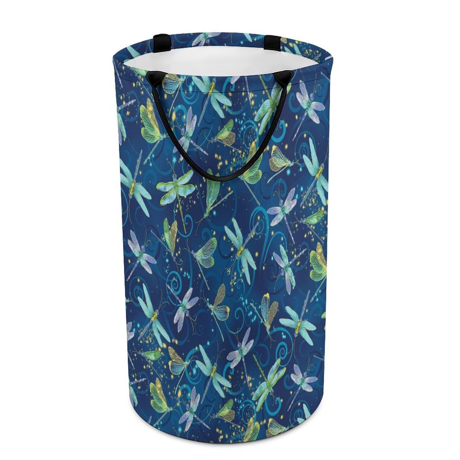 Blue Dragonfly Laundry Hamper Waterproof Polyester Laundry Baskets Collapsible Dirty Clothes Storage Basket Clothes Hampers with Sturdy Handles for Travel Bedroom