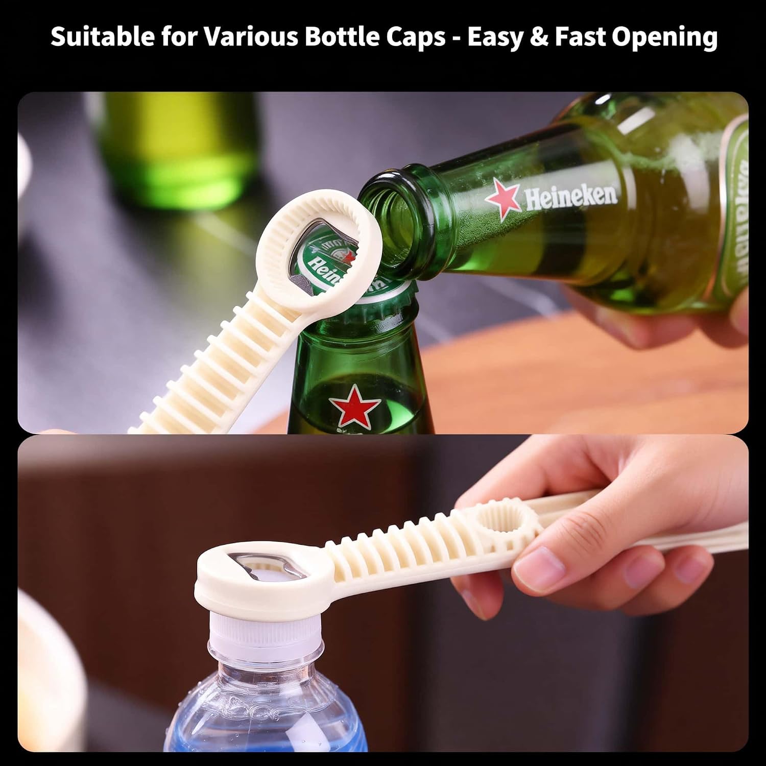 4-in-1 Multi-Function Opener, Non-Slip Portable Jar Can Bottle Opener, Labor Saving Kitchen Tool for Seniors