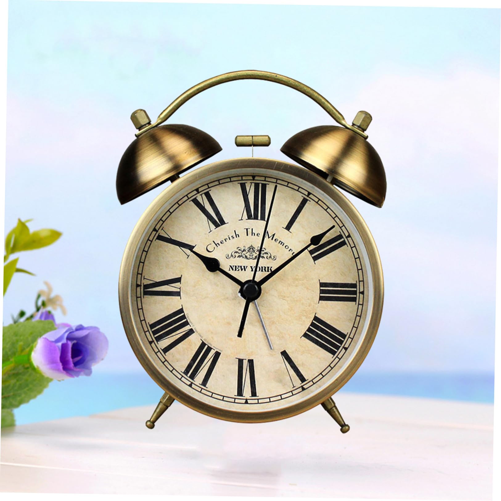 Didiseaon Reloj Despertador Redondo Retro Campana, Pequeño sin Pilas