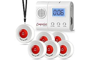 Caregiver Pager for Elderly - 6 Call Buttons Bed Alarm