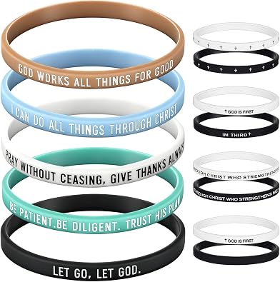 Landical Rubber Christian Wristbands Silicone Inspirational Bible Verses Wristbands for Women Men Faith Religious Gifts Office Supplies