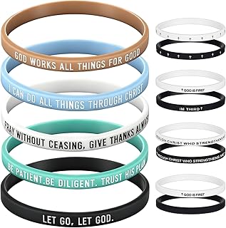 Landical Rubber Christian Wristbands Silicone Inspirational Bible Verses Wristbands for Women Men Faith Religious Gifts Office Supplies