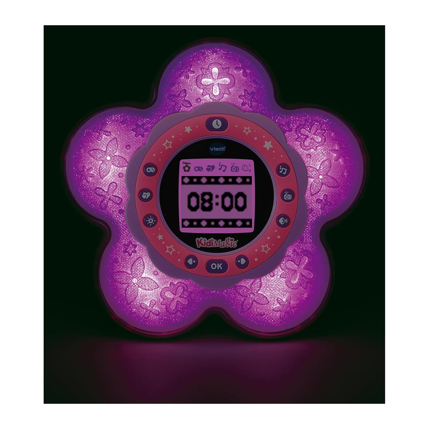 VTech KidiMagic Galaxy Light, Radiosveglia 9 in 1, Proiettore Bambini Aurora Boreale, Fiore Luminoso con Sensore di Movimento, Radio FM e MP3, Lingua Italiana, Batterie Incluse, 6+ Anni