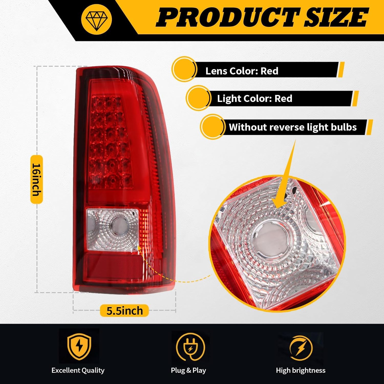 Tail Lights Compatible with 2003 2004 2005 2006 Silverado 1500 2500 3500 Red Tube Rear Light Tail Lamps Driver & Passenger GM2800174 GM2801174