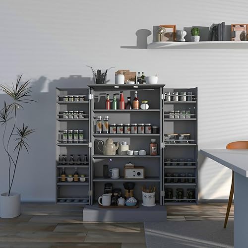 Miniatura 2 de VEKOO - Armario de almacenamiento de despensa de cocina de 41 pulgadas, armarios de almacenamiento de alimentos con puertas y estantes ajustables,