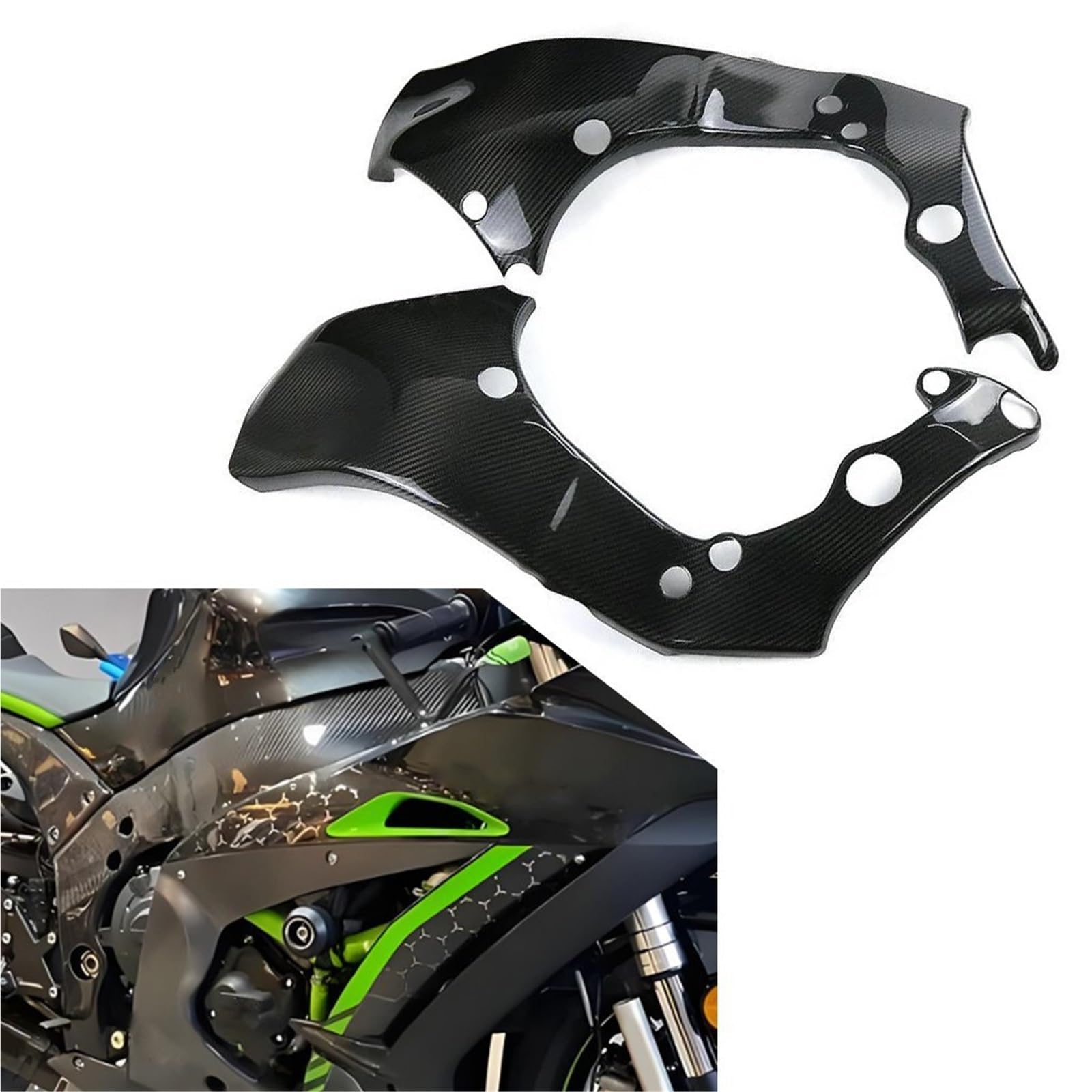 Motorradteil Für ZX10R 2016–2023 2017 2018 2019 2020 2021 2022 Motorradzubehör Carbonfaser-Rahmenabdeckungen, Seitenschutz, Verkleidungsschutz