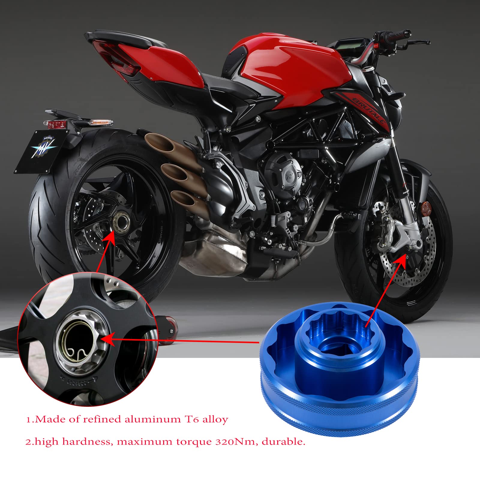 BUSSOLA DADO RUOTA PER MV AGUSTA 56mm - 26mm Alluminio T6 Lega,PER F4 750, 1000, 1000R, 312R, Senna, Brutale 675, 750, 800, 800RR, 910, 910R, 920.