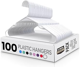 Utopia Home Clothes Hangers 100 Pack - Plastic Hangers Space Saving - Durable Coat Hanger with Shoulder Grooves (White)