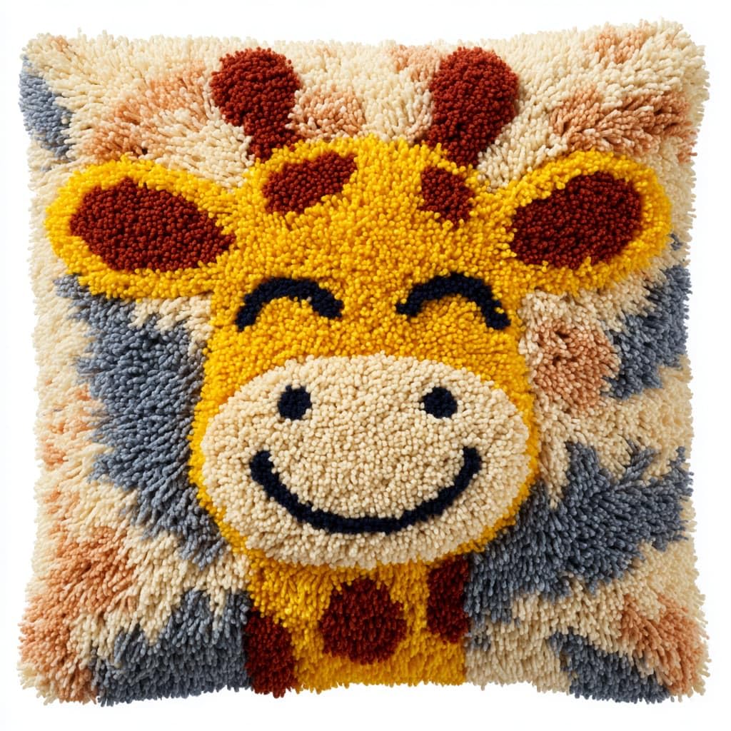 WallustrioaW Latch Hook Cushion Kits,Animal Giraffe