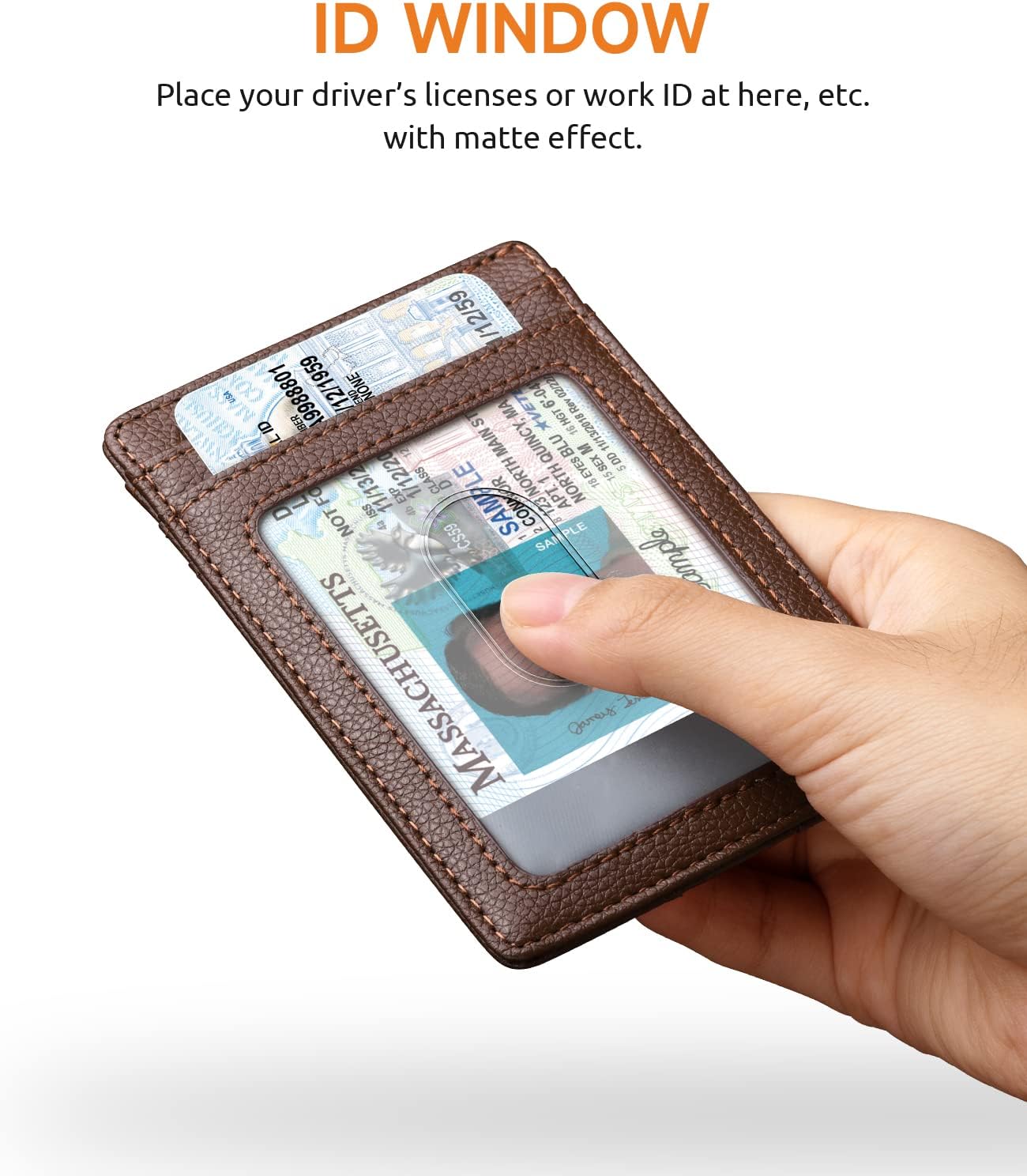 Buffway Mens Slim Wallet, Minimalist Thin Front Pocket Leather Credit Card Holder with RFID Blocking for Work Travel | Minimalist