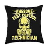 Bug Killer Pest Control technician accessories Bug Exterminator Garden Funny pest Control Throw Pillow, 18x18, Multicolor