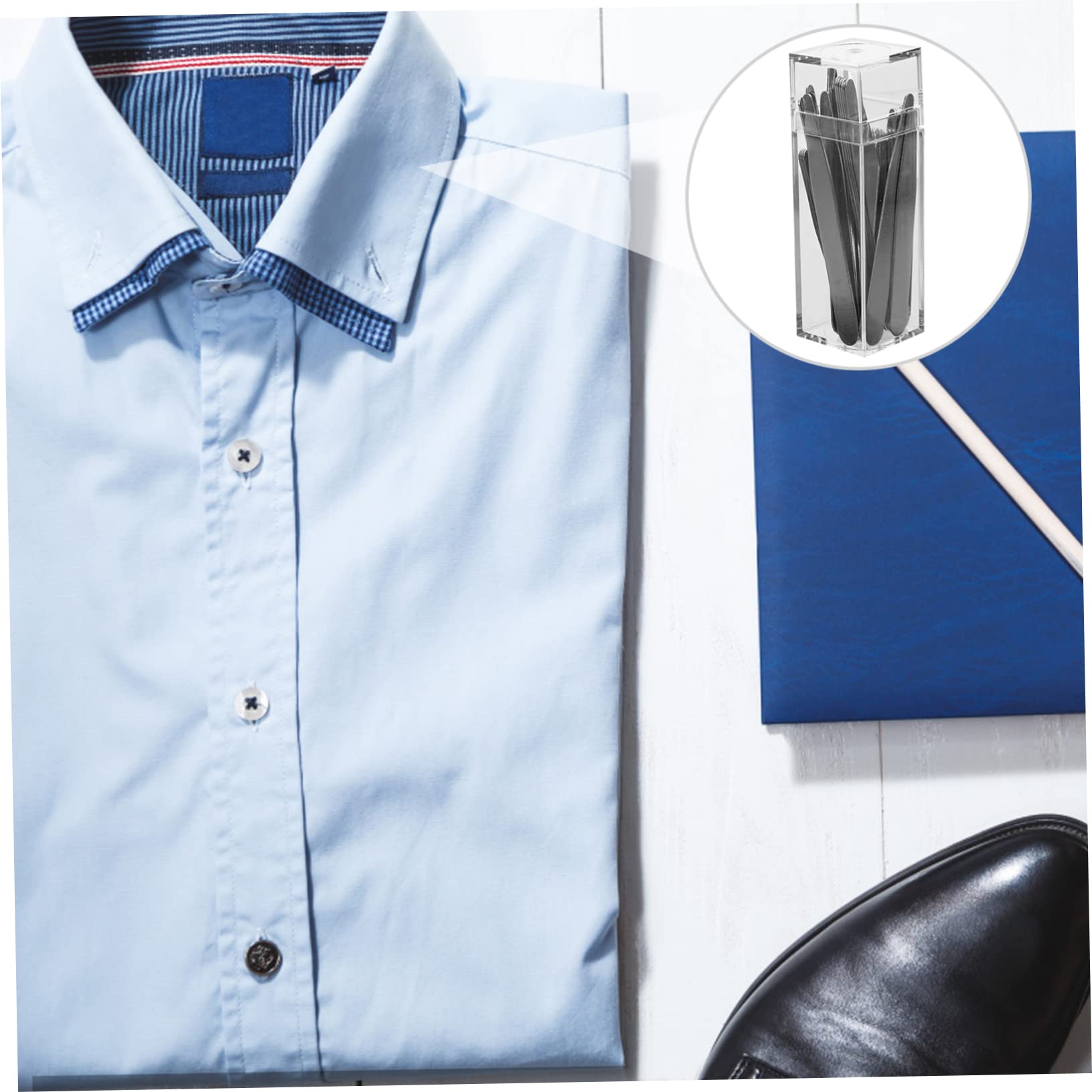 TOVINANNA Men's Women's Dress Shirt Collar Stays 36pcs Collar Inserts Metal Bars Suit Accessories