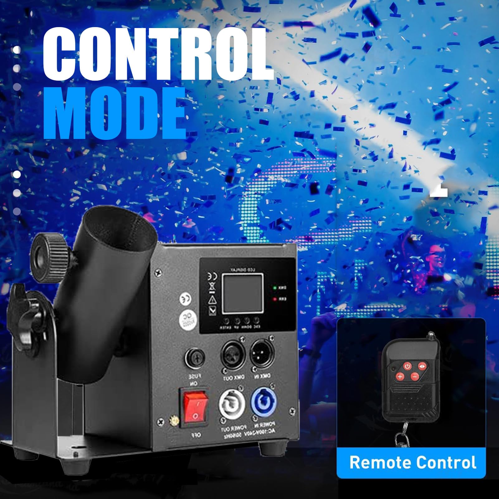 Wyrzutnia konfetti, z bezprzewodowym DMX 512 i pilotem, elektryczna maszyna do konfetti na imprezy, wesela, koncerty, efekty sceniczne