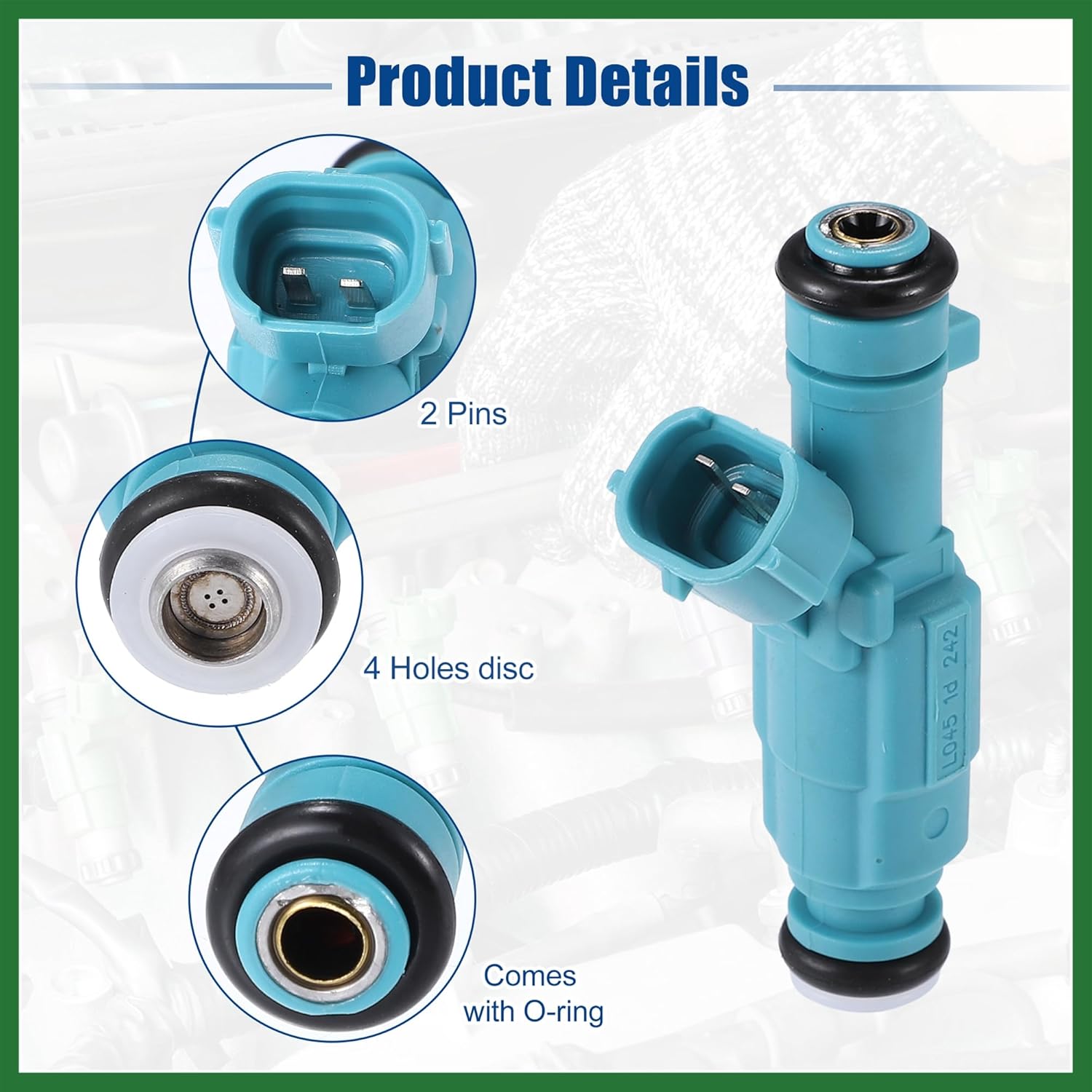 Motoforti Car Fuel Injector Nozzle Replacement Fit for Kia Forte Koup EX 2.0L 2010-2013 No.35310-2G200 - Pack of 4 Long-lasting