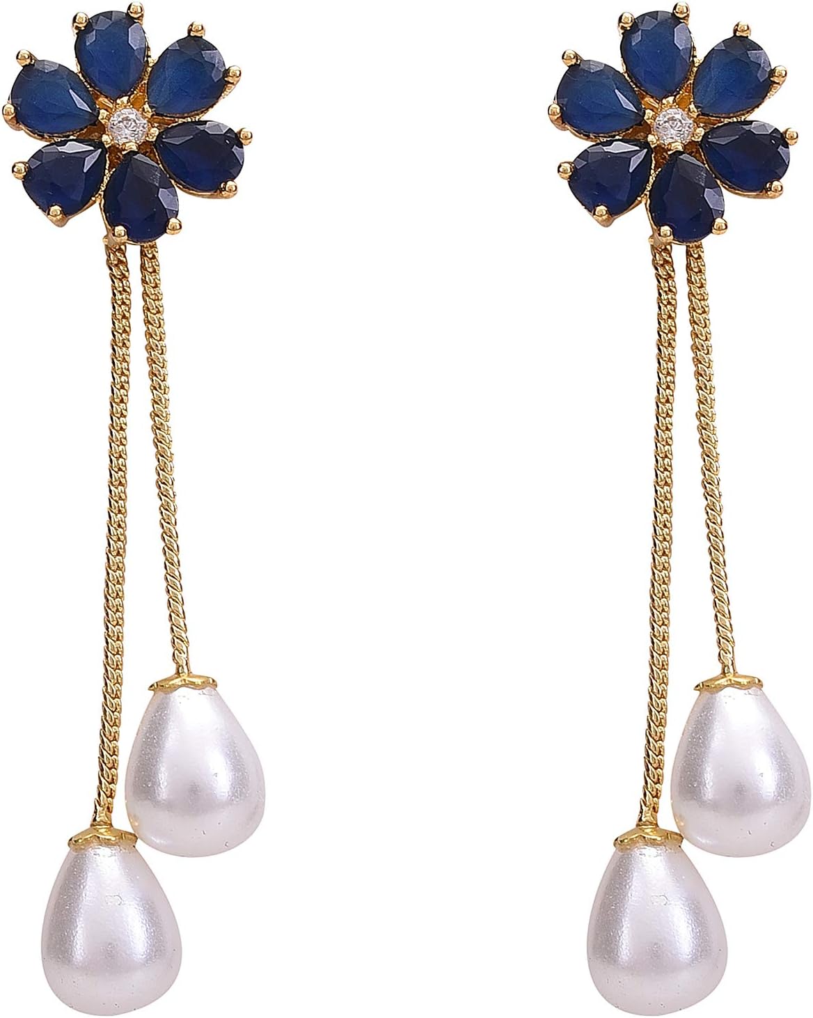 Ratnavali Jewels Womens Brass Gold Plated Cubic Zirconia Earrings For Women