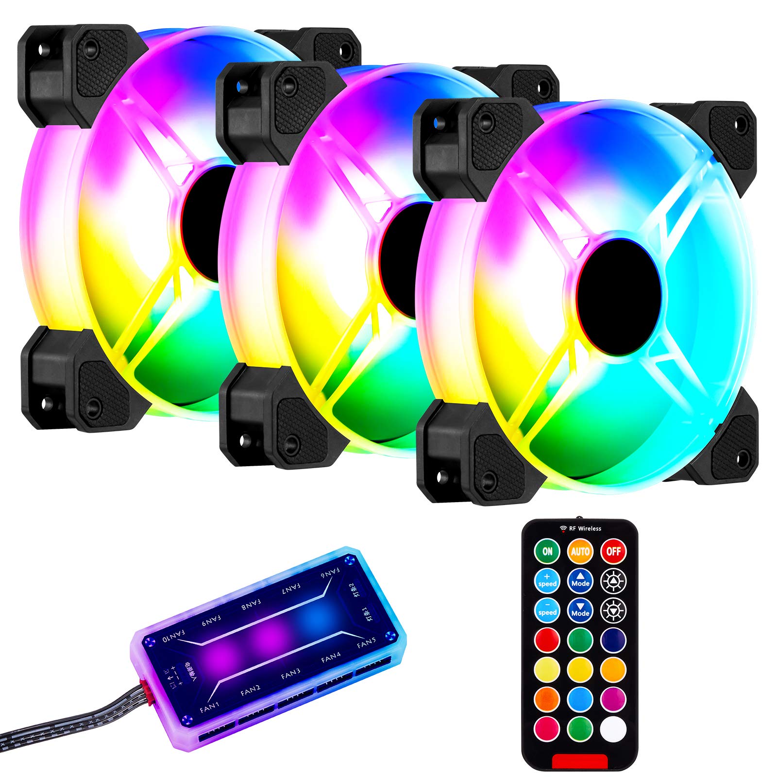 Buy AURTEC 3 Pack RGB Case Fans, 120mm UltraQuiet RGB Chassis Cooling