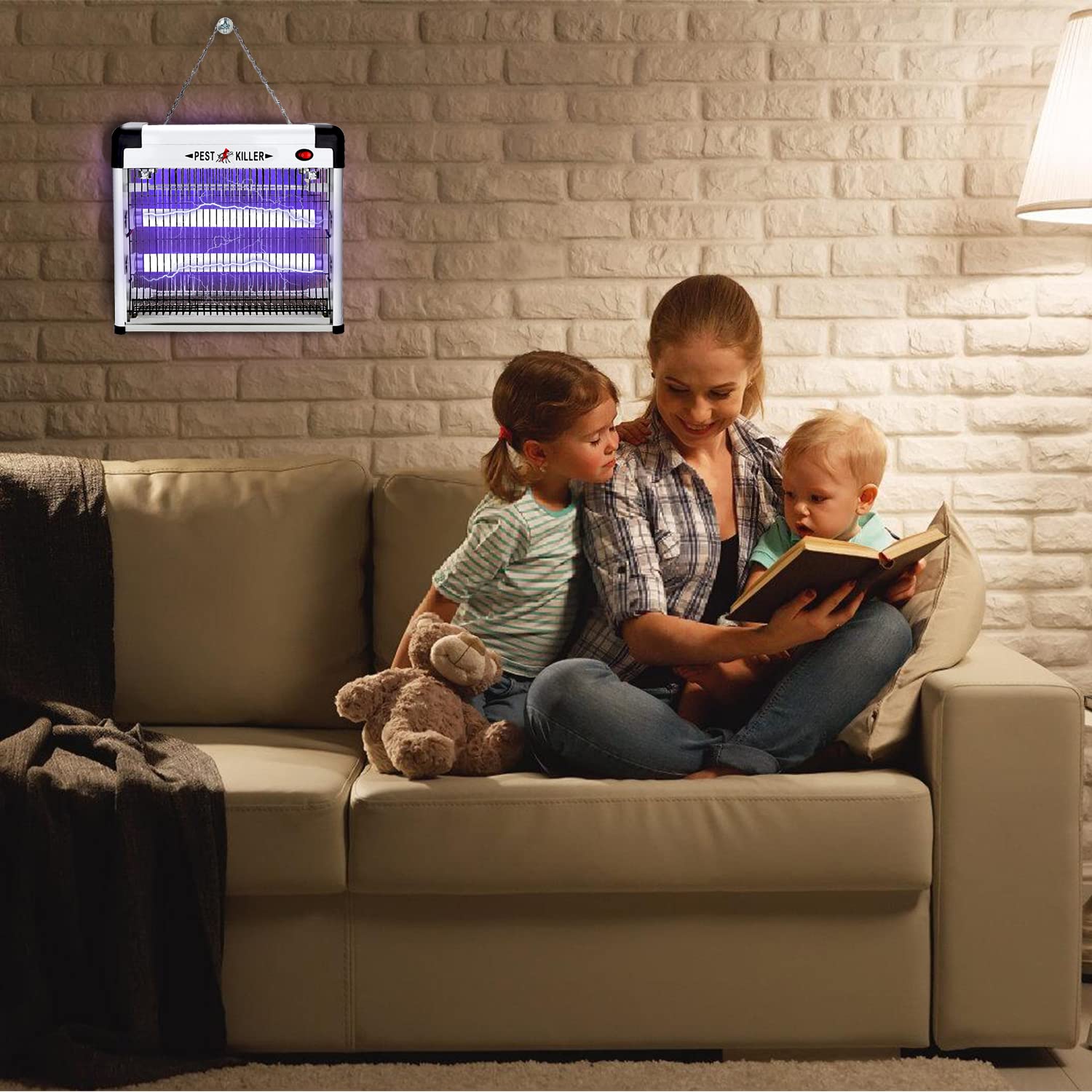 Randaco Elektryczna lampa przeciw komarom, 12 W, światło UV, pułapka na komary, pułapka na muchy, nie zawiera toksycznych substancji chemicznych, do sypialni, łazienki, pokoju dziecięcego