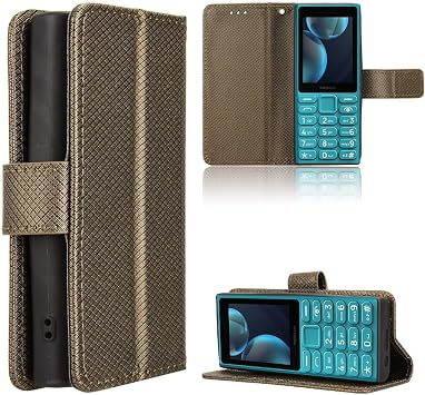 Smartphone Cover Compatible with Nokia 108 4G 2024 Flip Stand Phone Case Brown