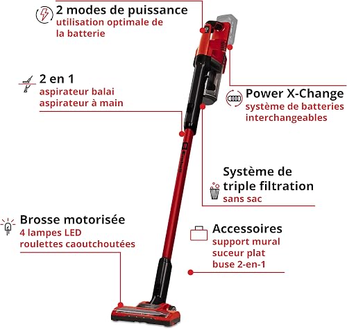 Einhell Cordless Stick Vacuum Cleaner 18V Power X-Change, Lightweight, Bagless, 0.6L Capacity, Cyclone Technology, Triple Filters, Without Battery TE-SV 18 Li Solo - 3