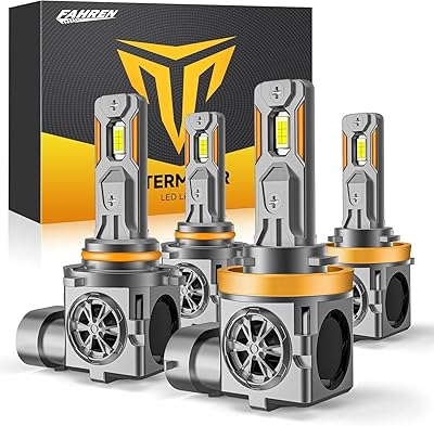 H11/H8/H9 & 9005/HB3 Bulbs Combo, 100,000LM 10X Super Bright, 1:1 Mini Size 6500K Cool White IP68 Waterproof Automotive Replacement Combo 9005 H11 Fog Lights, Quick Installation, Pack of 4